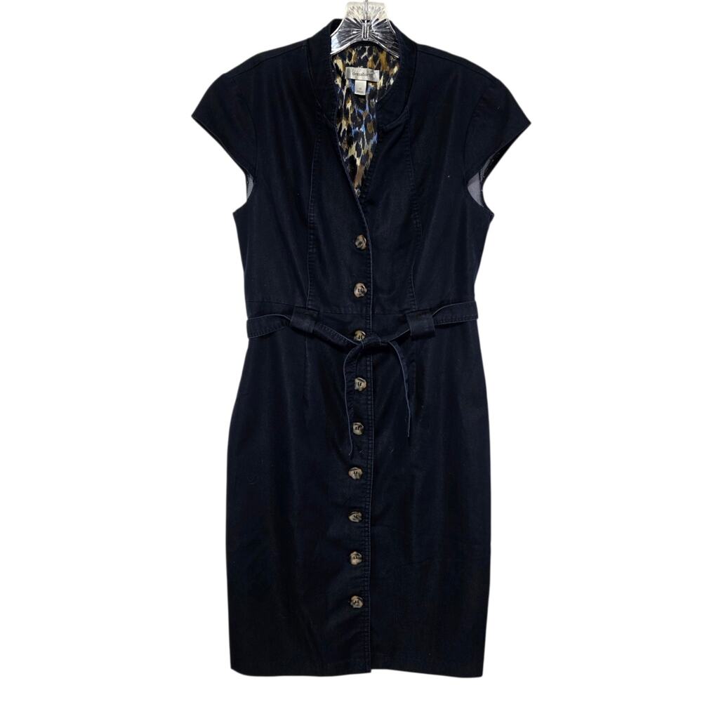 Dress Barn Full Button Front Cap Sleeve Denim Chambray Dress Size 12